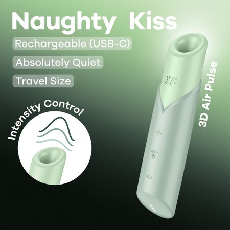 Зеленый вакуумный стимулятор Naughty Kiss